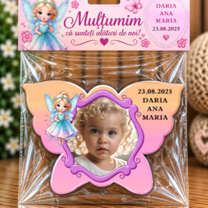 Mărturie magnetică personalizată – Fluturaș de Poveste