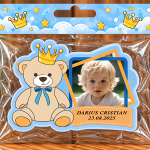 Mărturie magnetică personalizată – Ursuleț de Poveste