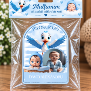 Mărturie magnetică personalizată – Barza Fermecată