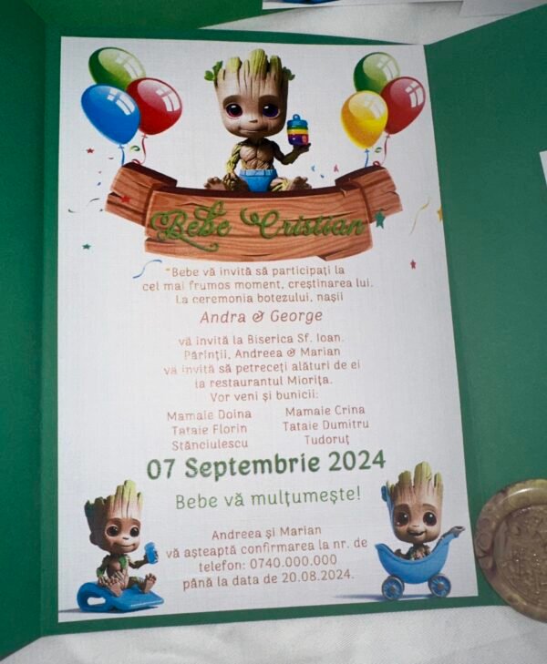 Invitatie botez baby Groot