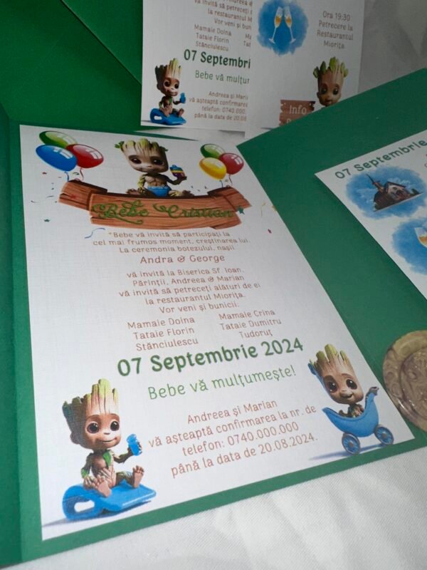 Invitatie botez baby Groot - imagine 3