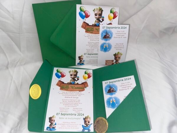 Invitatie botez baby Groot - imagine 2