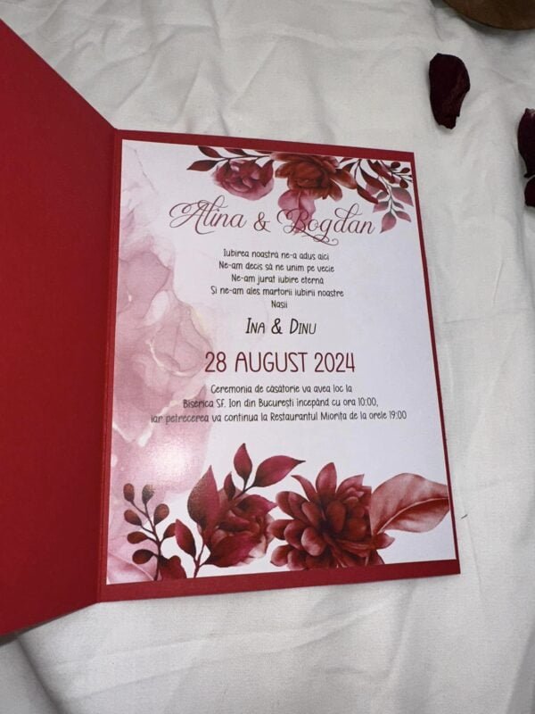 Invitatie rosu mat - imagine 2