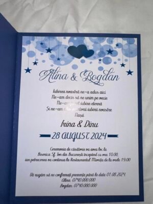 Invitatie albastru perlat - imagine 3