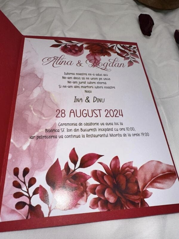 Invitatie rosu mat - imagine 3