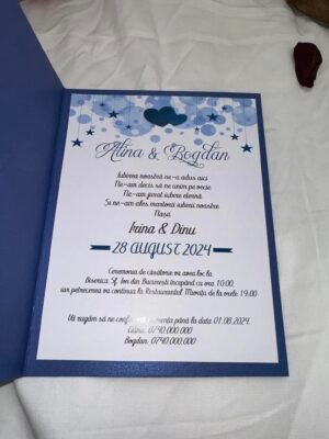 Invitatie albastru perlat - imagine 2