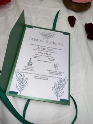 Invitatie verde perlat - imagine 2