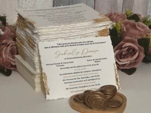 Invitatie rupta cu foita aurie - imagine 2