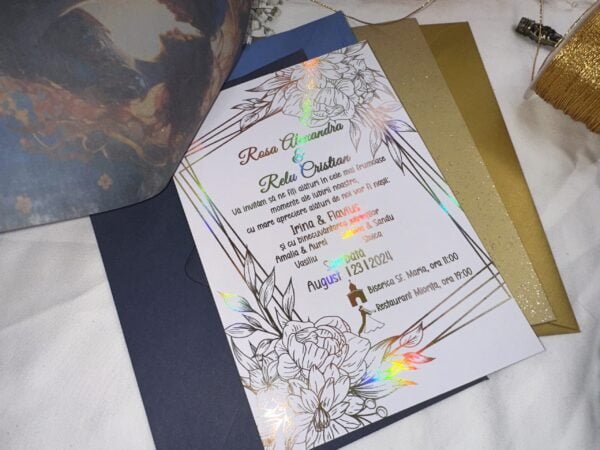 Invitatie gold foil