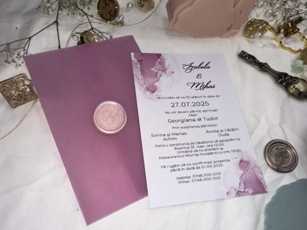 Invitatie vellum roz