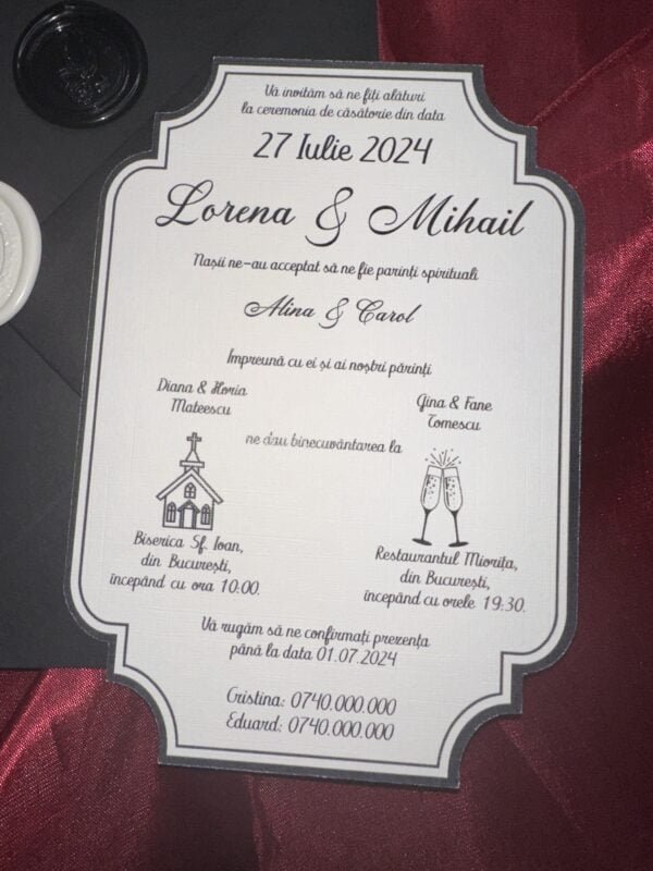 Invitatie elegant black - imagine 6