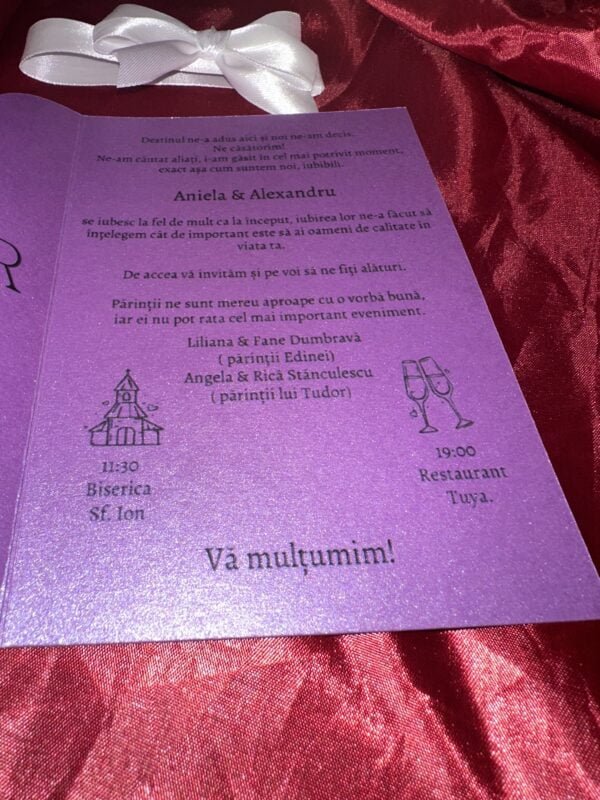 Invitatie inima perlata - imagine 3