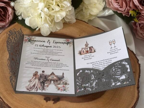 Invitatie eleganta cu decupaje - imagine 6