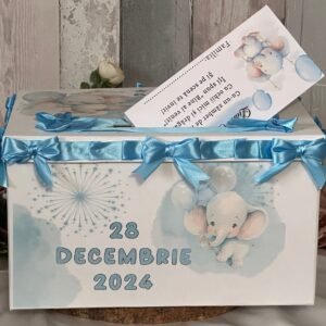 Cutie dar personalizată cu elefant