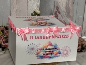 Cutie dar personalizată cu urs pe nori - imagine 4