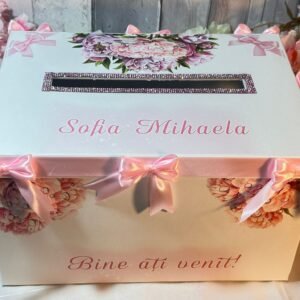Cutie dar personalizată cu bujori