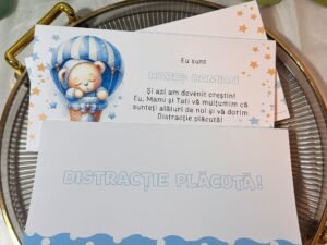 Plicuri personalizate pentru botez – model ursuleț în balon - imagine 6
