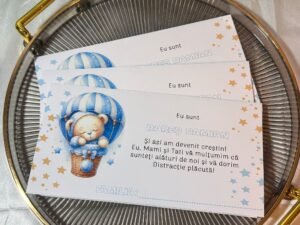 Plicuri personalizate pentru botez – model ursuleț în balon - imagine 8