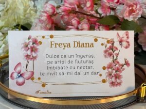 Plic de dar botez – model fluturi și flori roz - imagine 5