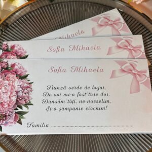Plic de dar botez “Bujor Roz”