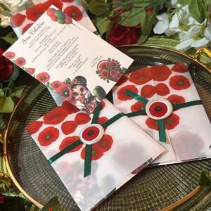 "Minnie with Poppies" baptism invitation