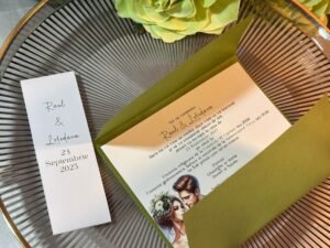Invitație de nuntă vellum verde sidefat - imagine 7
