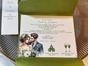 Invitație de nuntă vellum verde sidefat - imagine 4