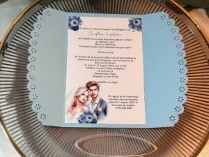 Invitație de nuntă elegantă albastru pastel - imagine 6