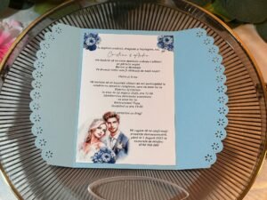 Invitație de nuntă elegantă albastru pastel - imagine 2