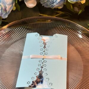 Invitație de nuntă elegantă albastru pastel