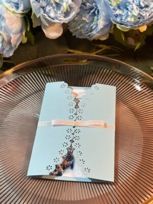 Invitație de nuntă elegantă albastru pastel