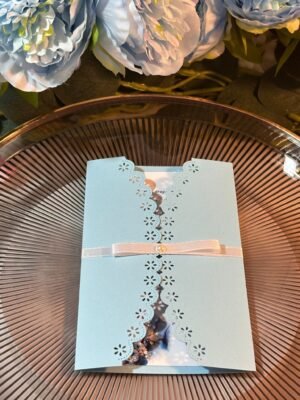 Invitație de nuntă elegantă albastru pastel - imagine 4