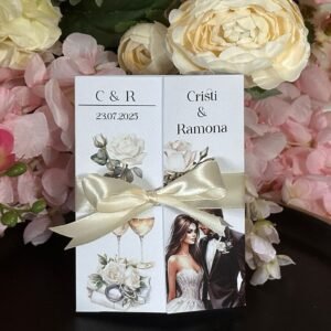 Invitație de nuntă elegantă, cu design romantic
