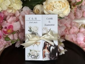 Invitație de nuntă elegantă, cu design romantic - imagine 3