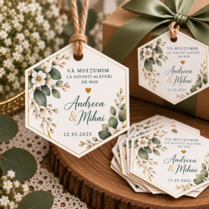 Etichetă personalizată hexagonală | nuntă, botez și evenimente