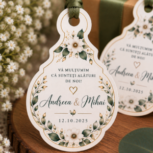 Etichetă personalizată tip medalion vintage | nuntă, botez și evenimente