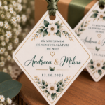 Etichetă personalizată tip diamant alungit | nuntă, botez și evenimente