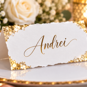 Place Card Personalizat | Foiță Metalică Elegantă