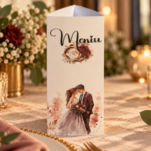 Meniu personalizat triunghiular | Meniu Nuntă - Botez