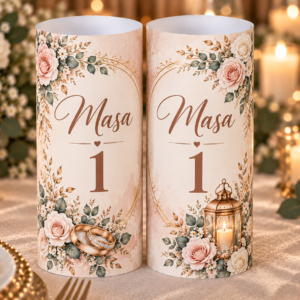Numere de masă cilindrice personalizate | Nuntă