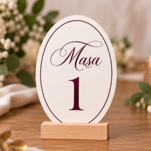 Număr de masă personalizat din carton – Model Oval Clasic
