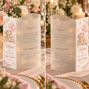 Meniu de masă elegant cu vellum translucid | Botez