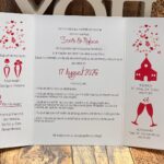 Invitație de nuntă amuzantă cu caricatură – Mirele vs. Mireasa
