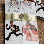 Invitație de nuntă personalizată cu caricatură
