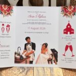 Invitație de nuntă personalizată cu caricatură – Game Over