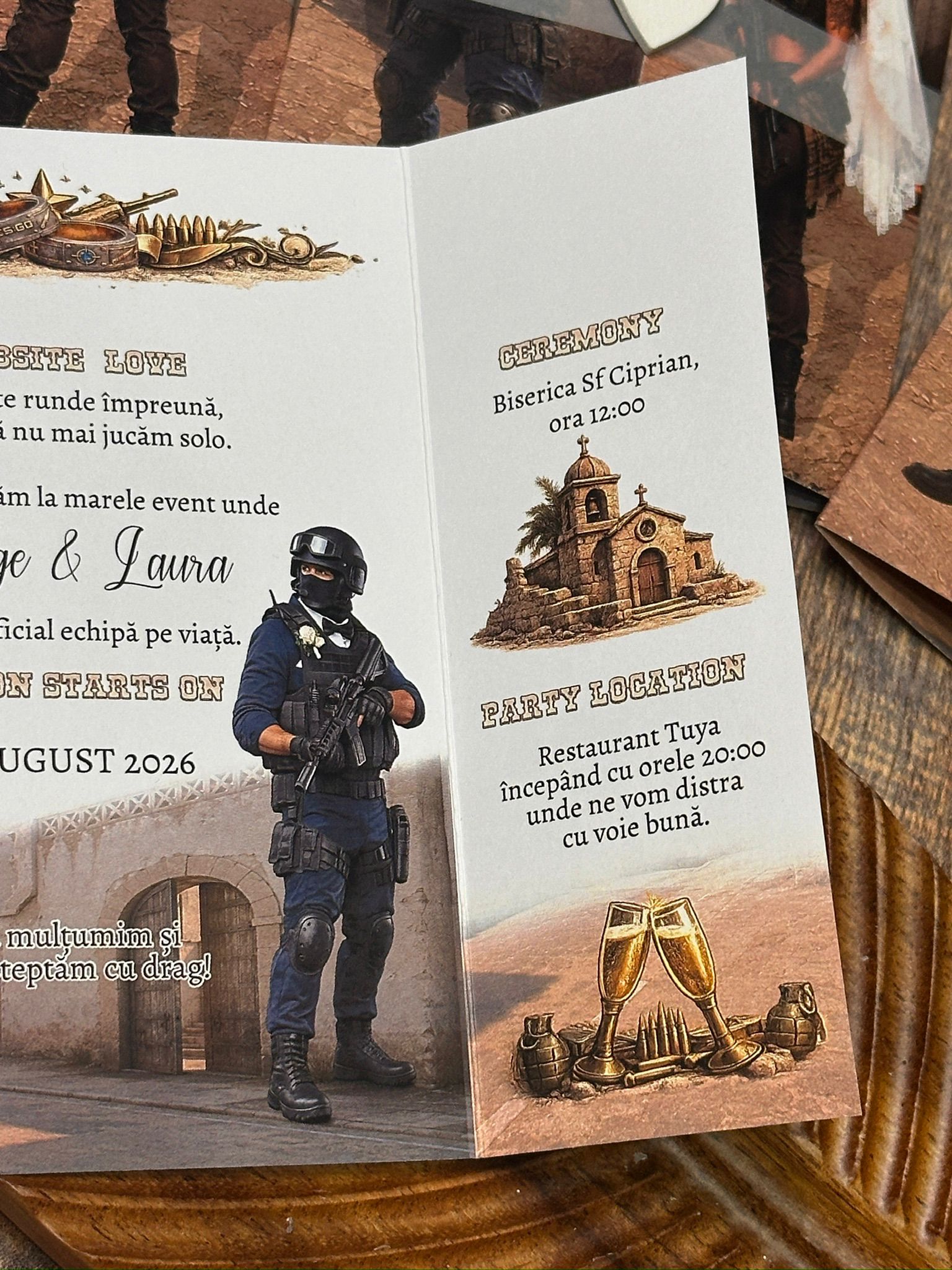 Invitație nuntă Counter Strike personalizată – Model Gaming
