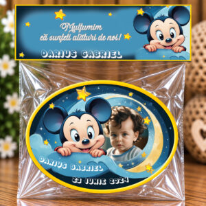 Mărturie magnetică personalizată – Aventură printre Stele cu Mickey & Minnie