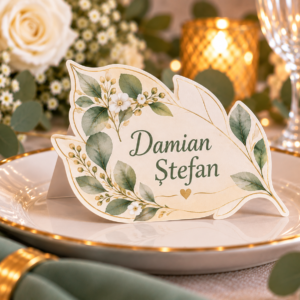 Place Card Personalizat | Frunză de Smarald