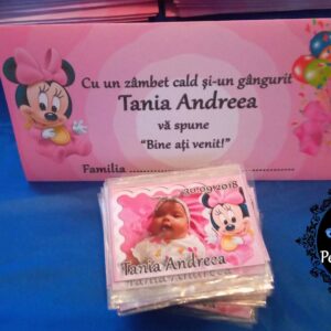 Plic de bani personalizat – Minnie Baby Roz
