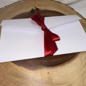 Invitație Nuntă Plic-Poșetă albă